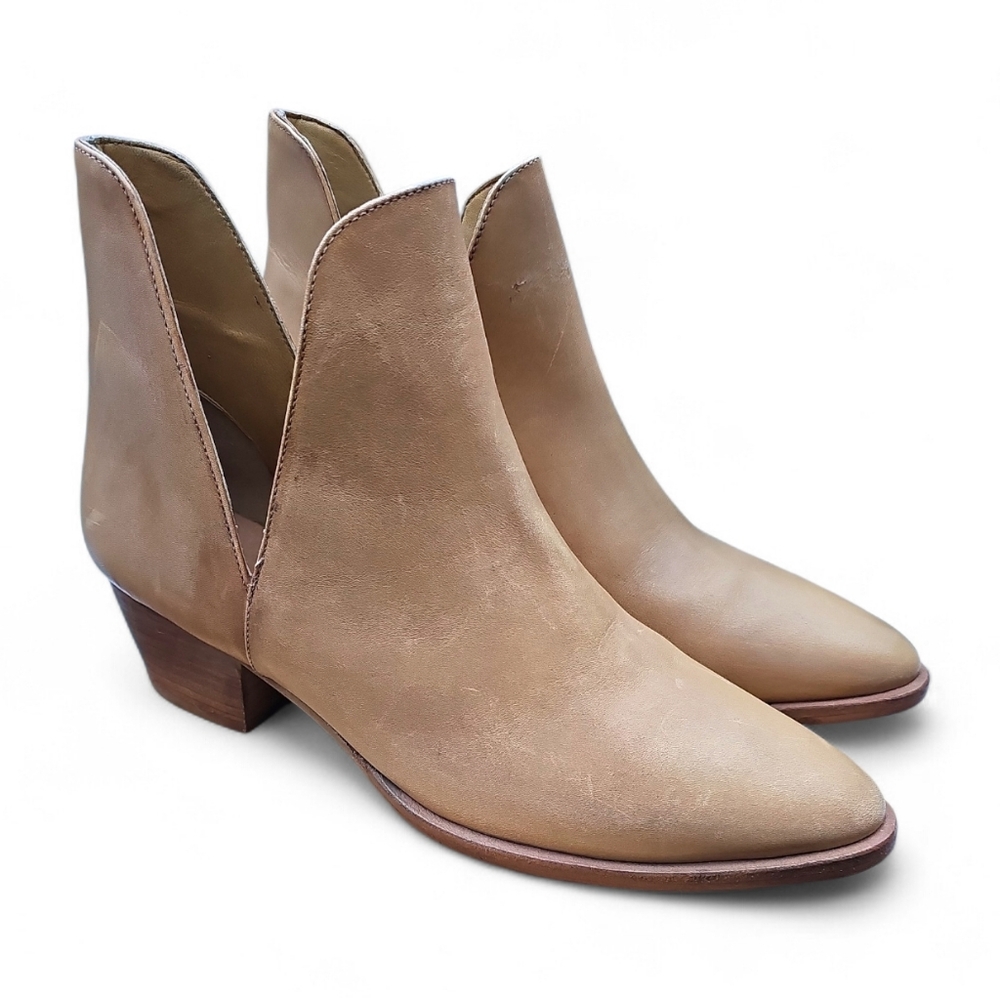 Free People Tan Leather Ankle Boots Size 9.5